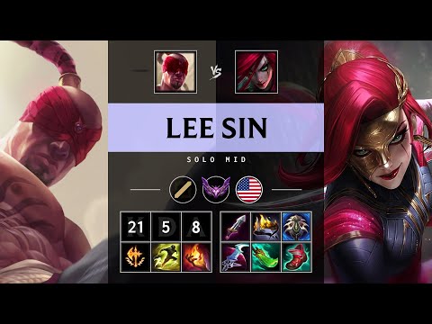 Lee Sin Mid vs Katarina: Quadra Kill, Legendary - NA Master Patch 25.S1.2
