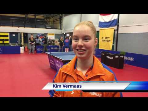 Kim Vermaas na de overwinning op Griekenland. (7 maart 2017)