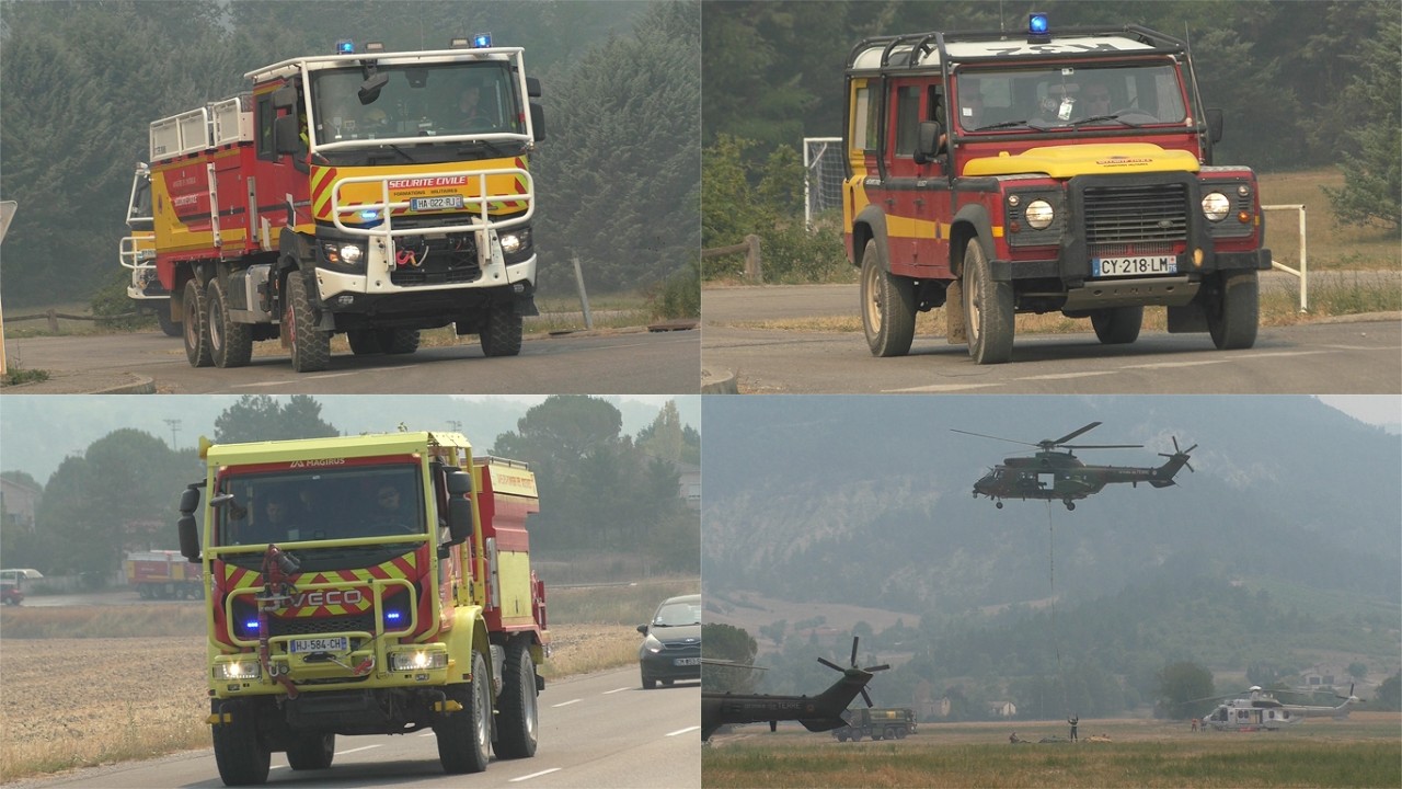 [Sécurité Civile Responding Code 3!] Emergency Vehicles at the Major Wildfire in Drôme, France