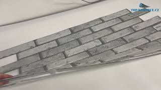 3D obkladový omyvatelný panel PVC Cihla šedá (971x498) mm