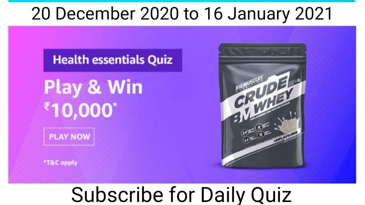 Watch video Amazon Health Essentials Quiz Answers|21 December2020 to16 January2021|win ₹10000 Amazon Pay Balance Now Amazon Health Essentials Quiz Answers|21 December2020 to16 January2021|win ₹10000 Amazon Pay Balance