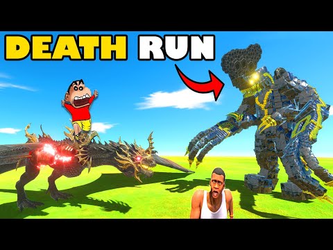 NEW FLYING DRAGON vs MOUNTAIN MONSTER DEATH RUN SHINCHAN and CHOP in ANIMAL REVOLT BATTLE SIMULATOR