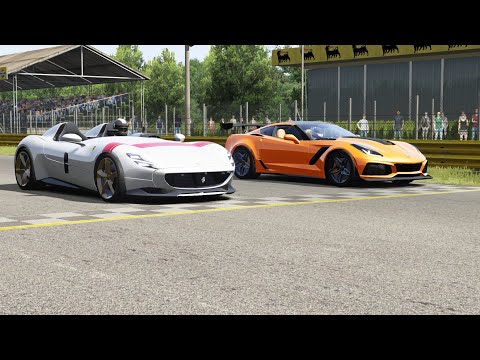 Ferrari Monza SP2 vs Chevrolet Corvette C7 ZR1 ZTK at Monza Full Course