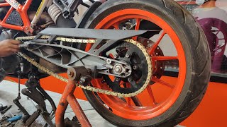 Roll On Brass Chain and Sproket set for Duke 390 | Golden Chain!!!!