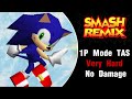 Smash Remix TAS Sonic 1P Mode Very Hard No Damage