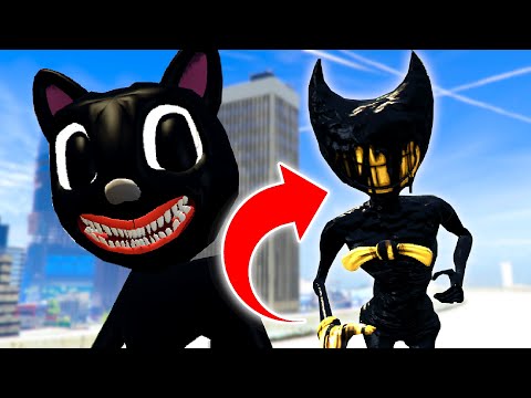 CARTOON CAT Invades BENDY 'S WORLD In GTA 5!? (Huge Fight!?) - GTA 5 Mods Funny Gameplay