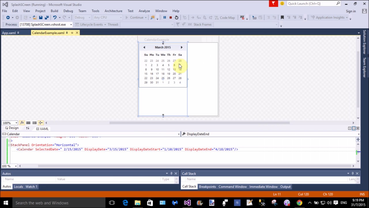 How to use calendar control in wpf