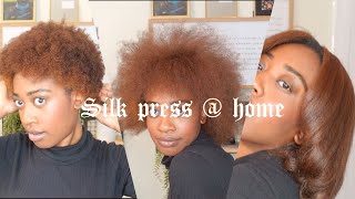 SILK PRESS on 4C SHORT NATURAL HAIR at home blowout/flat iron // 1st time in YEARS!!