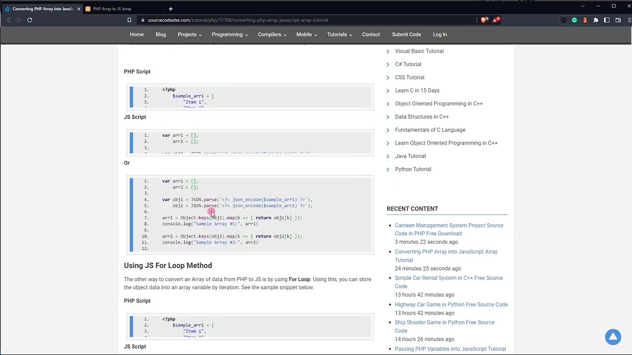 Converting PHP Array into JavaScript Array Tutorial
