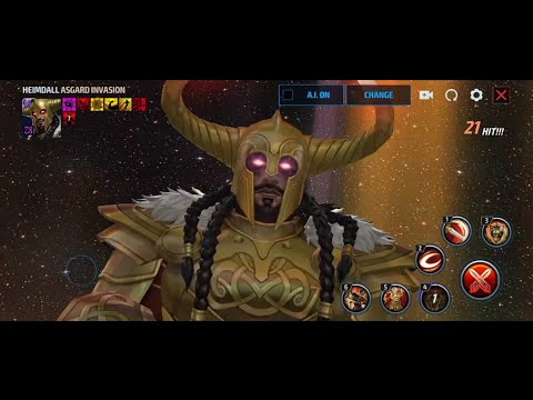 Heimdall in Asgard Invasion suit skills preview | Marvel Future Fight