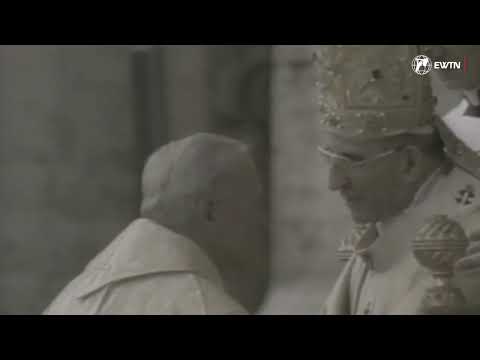 Pope John Paul I is greeted by Cardinal Karol Wojtyla, who would succeed him as Pope John Paul II