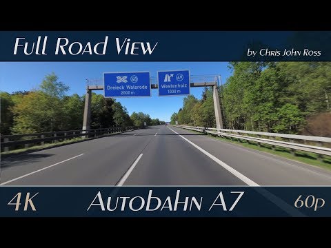 Autobahn (A7), Germany: Allertal-Ost - Westenholz - Dreieck Walsrode - 4K (UHD/2160p/60p) Video