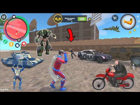 Rope Hero: Vice Town (Red SuperHero Fight with Army Jeep) Blaster Eye Laser - Android Gameplay HD