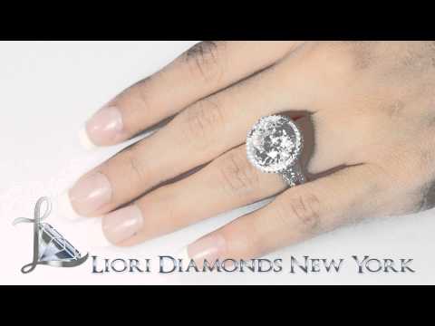 ER-1070 -  12.03 Carat F-SI2 Natural Round Diamond Engagement Ring 18k Gold Vintage Style
