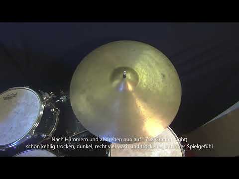 Vintage Zildjian 20" Avedis Ride - before and after modification / lathing / hammering