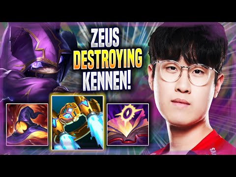 ZEUS DESTROYING WITH KENNEN! - T1 Zeus Plays Kennen TOP vs Akshan! | Season 2022