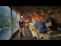 3 Days Solo SURVIVAL In Heavy Rain I Built CAVE With Fireplace Bushcraft Camping Fishing