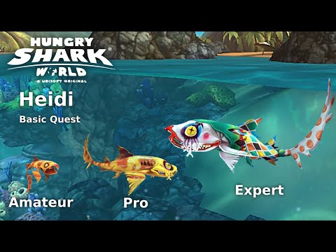 Hungry Shark World | Evolve your Heidi form Amateur to Expert | Basic Quest 