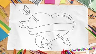 How to draw a Love Heart - Easy step-by-step drawing lessons for kids