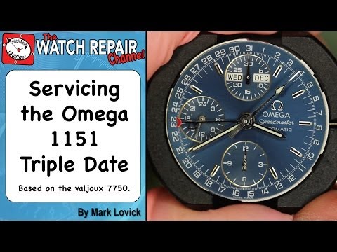 Service Omega Speedmaster 1151 Triple Date reconfiguration. Valjoux 7750. Watch repair tutorials