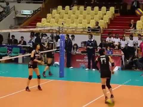 World Grand Prix Macao 2014 Japan vs Korea Miyashita Haruka 宮下 遥 Pre-match Practice