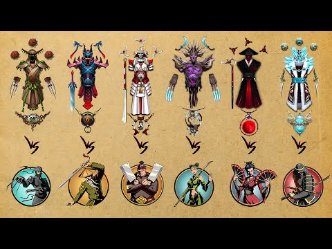 Shadow fight 2 || Mythical equipment sets vs all bosses (iOS/Android gameplay)