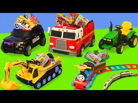 Tayo the Little Bus Toys Excavator Fire Truck Police Car Fun