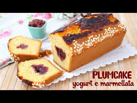 PLUMCAKE YOGURT E MARMELLATA - SUPER ALTO - Ricetta Facile con cuore di Marmellata