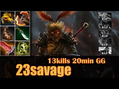 🔥 20min GG - 23savage - Monkey King - 13 kills - Dota 2 Pro Game Highlights