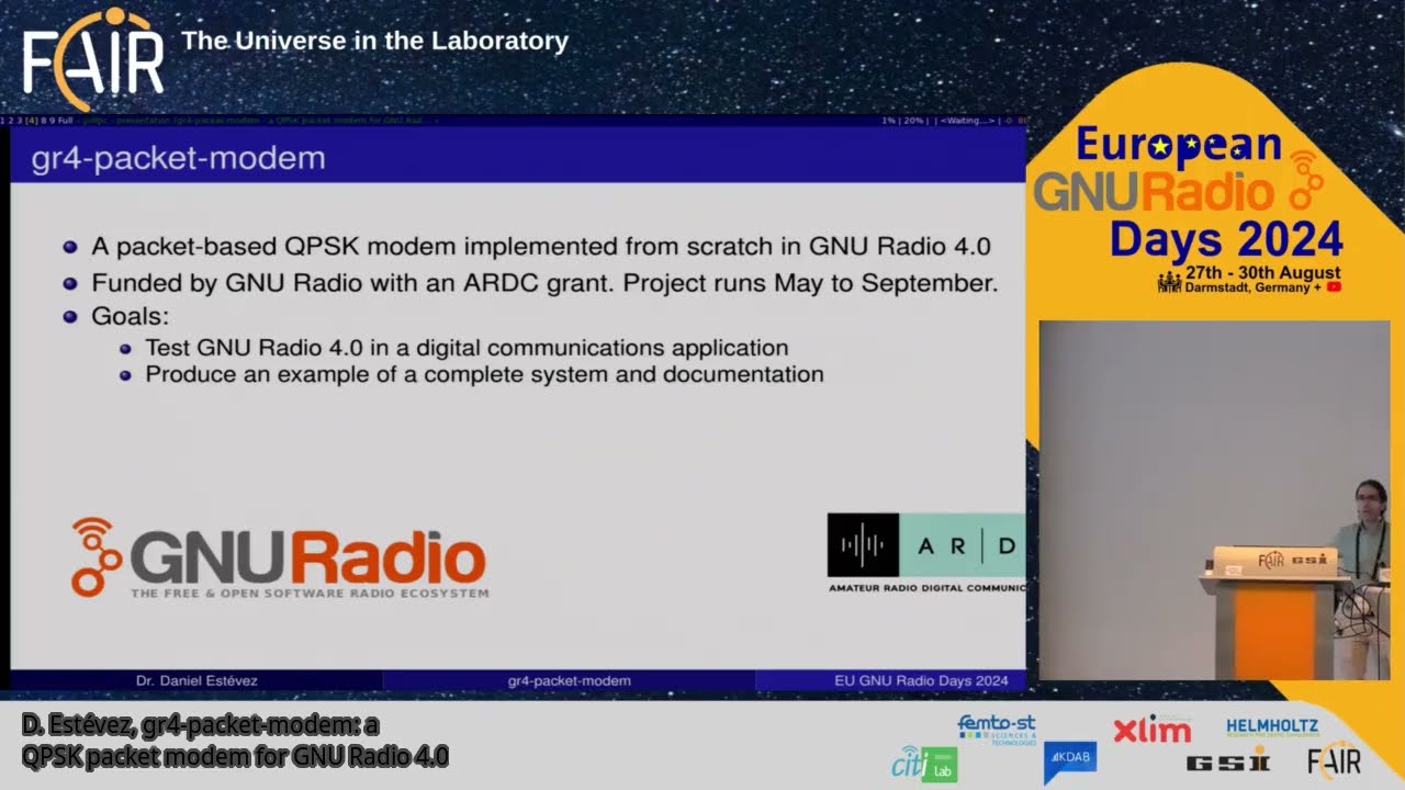 gr4-packet-modem: a QPSK packet modem for GNU Radio 4.0 (D. Estevez, European GNU Radio Days 2024)