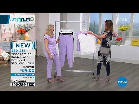 Vince Camuto Border Lace Extended Shoulder Blouse