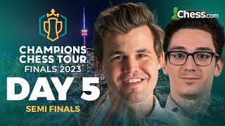 Champions Chess Tour Finals 2023 Semis Day 1 | Clash of Top 4: Magnus v Fabiano & Wesley v Nodirbek