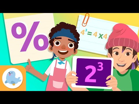 PORCENTAGENS e POTÊNCIAS🧁🛹 Matemática para crianças do ensino fundamental 🥧 Recopilação
