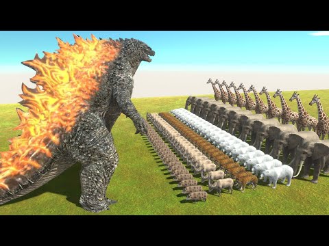 Godzilla vs 100 Animals Modern Mammals - Animal Revolt Battle Simulator