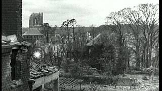 View of town of Saint Lo in France shortly after allied bombings of World War II ...HD Stock Footage