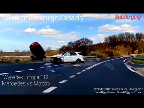 Wypadek - droga 112  Mercedes vs Mazda 04.04.2021