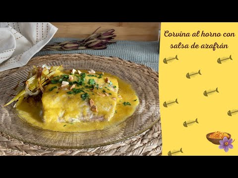 CORVINA al HORNO con SALSA de AZAFRÁN 🐟 receta de navidad 🎄