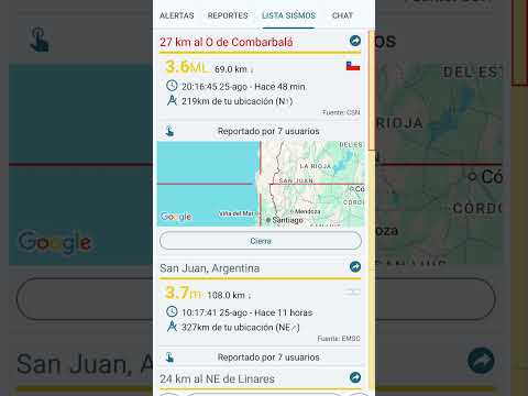 3.6 Richter 27 KMTS al oeste de combarbala Chile coquimbo sismo sismos eartquake Chile