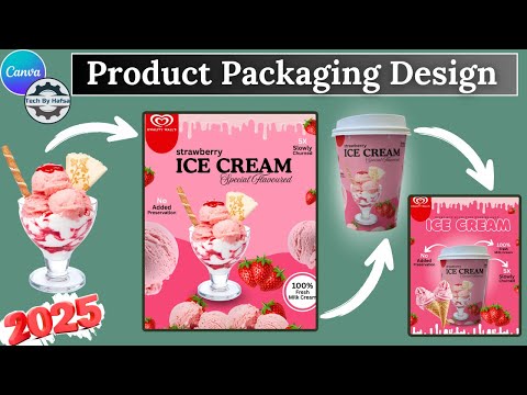 How to Design Ice Cream Product Packaging | Step-by-Step Canva Urdu Tutorial