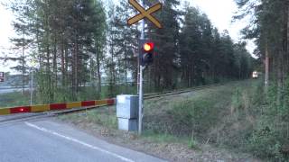 preview picture of video 'Local train passing Punkaharju The Ridge  road level crossing'