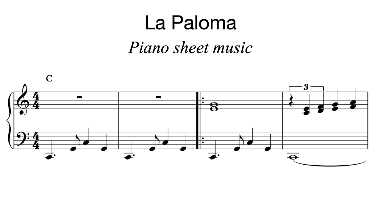 Piano Sheet Music: La Paloma - Easy Piano Solo PDF