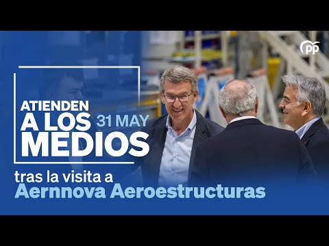 Feijóo y Javier de Andrés atiende a los medios tras la visita a Aernnova Aeroestructuras