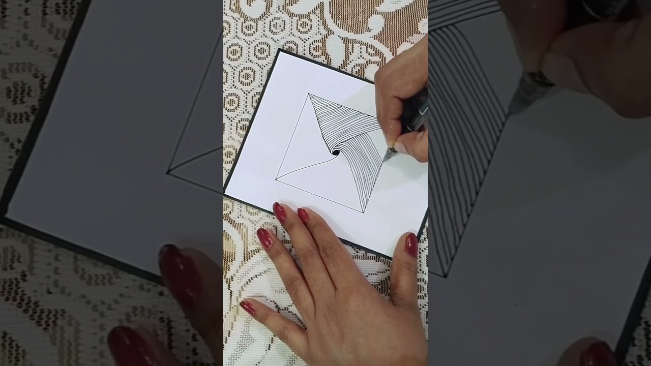 Zentangle Pattern #doodle #zentangle #lines #art #optical #illusion #square #short video #shorts