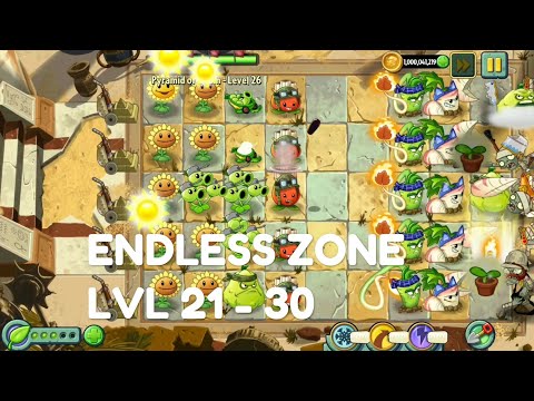 Plants vs Zombies 2 - Ancient Egypt | Endless Zone All Max Level Plants Test Level 21 - 30