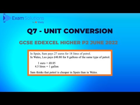 GCSE Edexcel June 2022 Higher Paper 2 Q7 - Unit Conversion | ExamSolutions