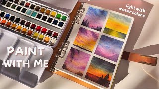 🎨 painting mini sunsets using watercolors 🌅 starting a new sketchbook 📓 ft. lightwish ✨