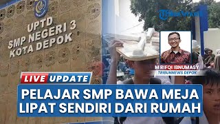Belum Memiliki Mebel, Siswa SMPN 03 Depok Bawa Meja Lipat dari Rumah untuk Belajar di Sekolah