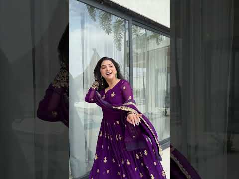 Purple Luxury Faux Blooming Zari & Sequins Embroidered Designer Gown with Matching Dupatta – Stitched Premium Ensemble