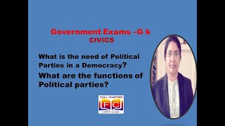 Government Exams |GK| Civics | Need and Functions of Political Parties|