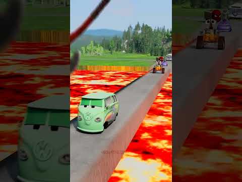 Car Van 2 Bollard Chain Crush BeamNG.drive #2